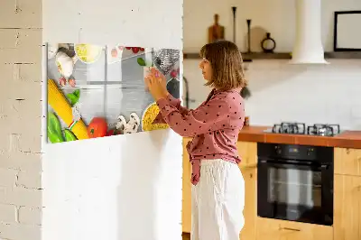 Beschrijfbaar glazen magneetbord met design voor ingrediënten