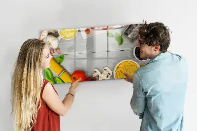 Beschrijfbaar glazen magneetbord met design voor ingrediënten
