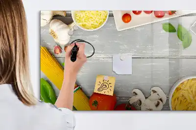 Beschrijfbaar glazen magneetbord met design voor ingrediënten