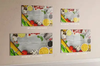 Beschrijfbaar glazen magneetbord met design voor ingrediënten