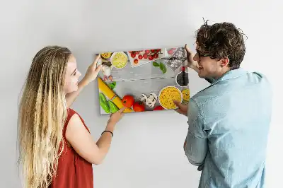 Beschrijfbaar glazen magneetbord met design voor ingrediënten