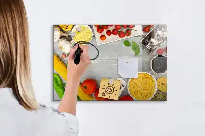 Beschrijfbaar glazen magneetbord met design voor ingrediënten