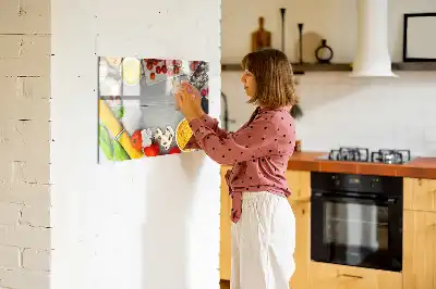 Beschrijfbaar glazen magneetbord met design voor ingrediënten