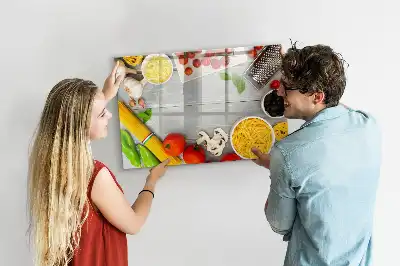 Beschrijfbaar glazen magneetbord met design voor ingrediënten
