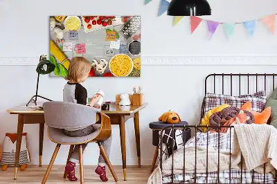 Beschrijfbaar glazen magneetbord met design voor ingrediënten