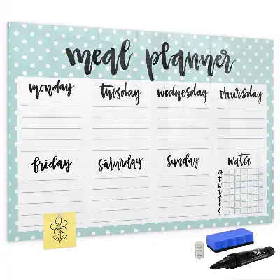 Maaltijdplanner beschrijfbaar glazen magneetbord met design