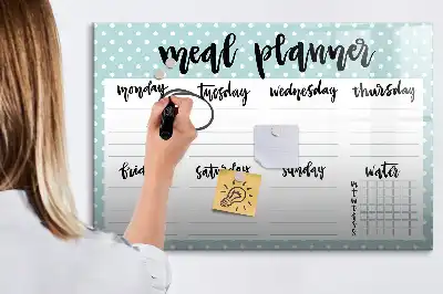 Maaltijdplanner beschrijfbaar glazen magneetbord met design