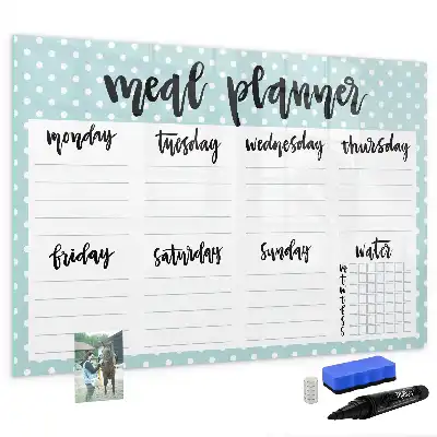 Maaltijdplanner beschrijfbaar glazen magneetbord met design