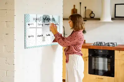 Maaltijdplanner beschrijfbaar glazen magneetbord met design