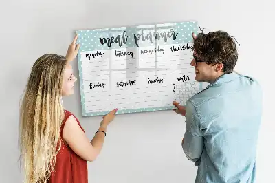 Maaltijdplanner beschrijfbaar glazen magneetbord met design