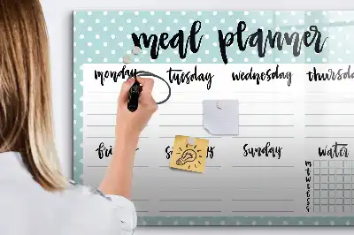 Maaltijdplanner beschrijfbaar glazen magneetbord met design