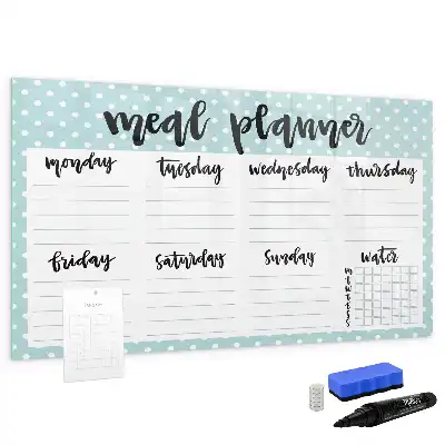 Maaltijdplanner beschrijfbaar glazen magneetbord met design