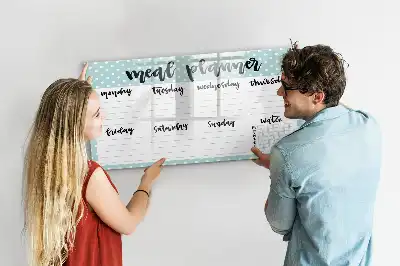 Maaltijdplanner beschrijfbaar glazen magneetbord met design