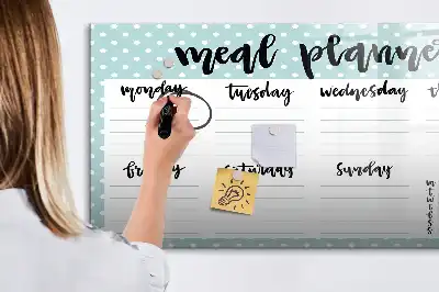 Maaltijdplanner beschrijfbaar glazen magneetbord met design