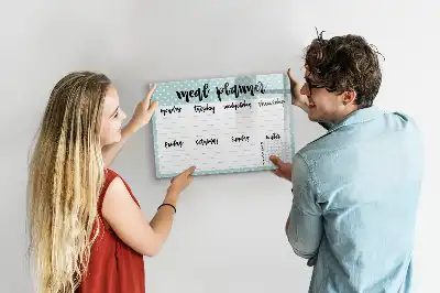 Maaltijdplanner beschrijfbaar glazen magneetbord met design