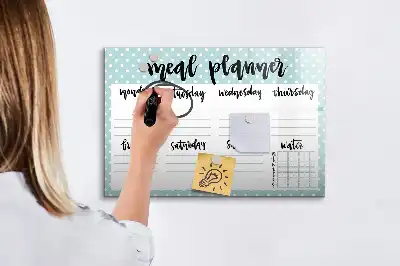 Maaltijdplanner beschrijfbaar glazen magneetbord met design