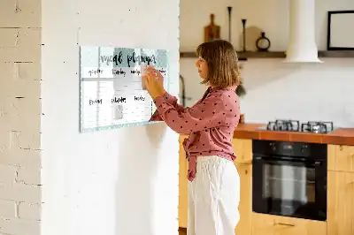 Maaltijdplanner beschrijfbaar glazen magneetbord met design