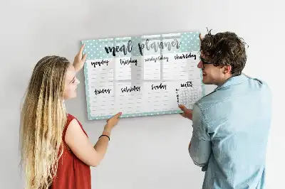 Maaltijdplanner beschrijfbaar glazen magneetbord met design