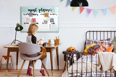 Maaltijdplanner beschrijfbaar glazen magneetbord met design