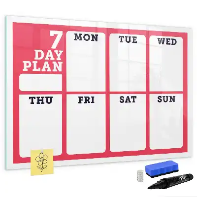 Glazen weekplanner beschrijfbaar magneetbord met design