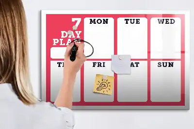 Glazen weekplanner beschrijfbaar magneetbord met design