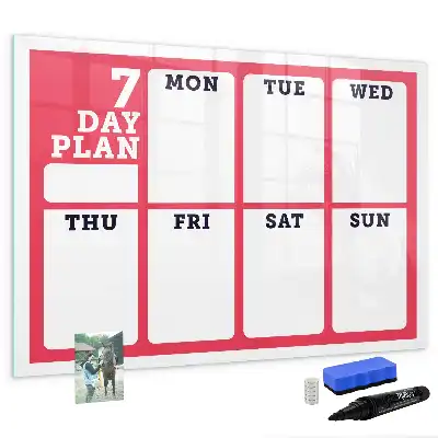 Glazen weekplanner beschrijfbaar magneetbord met design