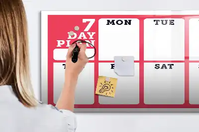 Glazen weekplanner beschrijfbaar magneetbord met design