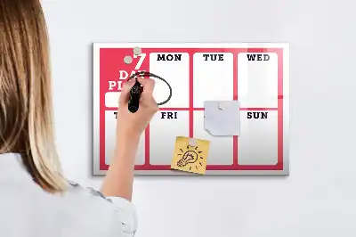 Glazen weekplanner beschrijfbaar magneetbord met design
