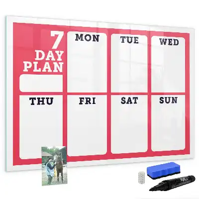 Glazen weekplanner beschrijfbaar magneetbord met design