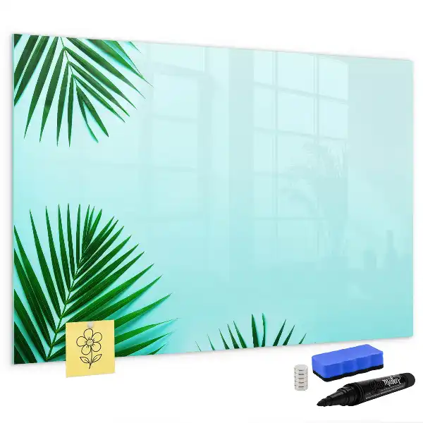 Magnetisch glazen schrijfbord met motief van palmbladeren