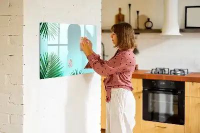 Magnetisch glazen schrijfbord met motief van palmbladeren