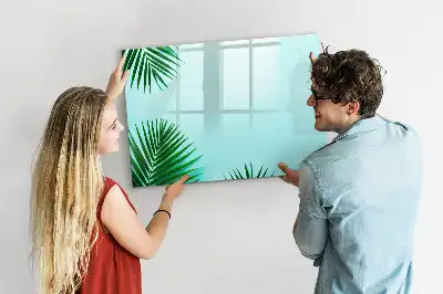 Magnetisch glazen schrijfbord met motief van palmbladeren