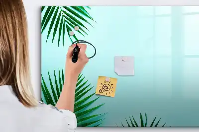 Magnetisch glazen schrijfbord met motief van palmbladeren