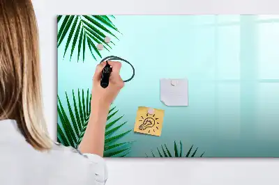 Magnetisch glazen schrijfbord met motief van palmbladeren