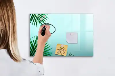Magnetisch glazen schrijfbord met motief van palmbladeren