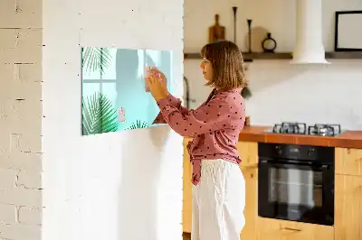 Magnetisch glazen schrijfbord met motief van palmbladeren