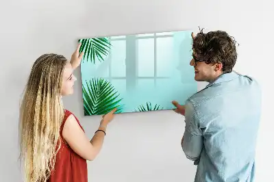 Magnetisch glazen schrijfbord met motief van palmbladeren