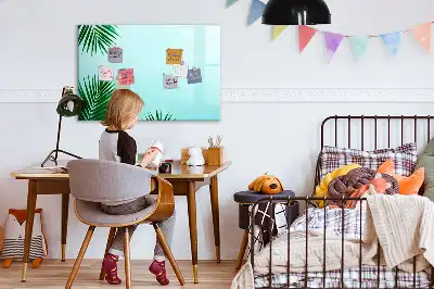 Magnetisch glazen schrijfbord met motief van palmbladeren