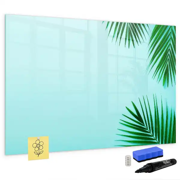Beschrijfbaar glazen magneetbord met design met exotische bladeren