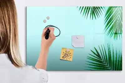 Beschrijfbaar glazen magneetbord met design met exotische bladeren