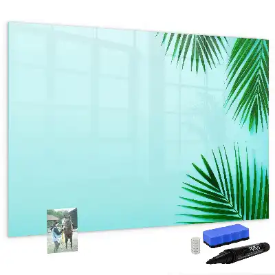 Beschrijfbaar glazen magneetbord met design met exotische bladeren