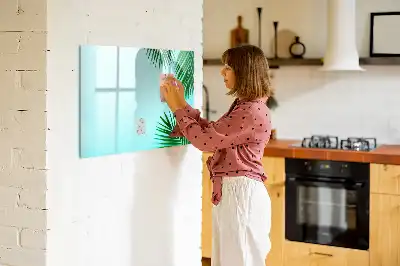 Beschrijfbaar glazen magneetbord met design met exotische bladeren