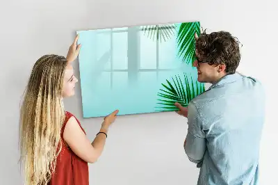 Beschrijfbaar glazen magneetbord met design met exotische bladeren