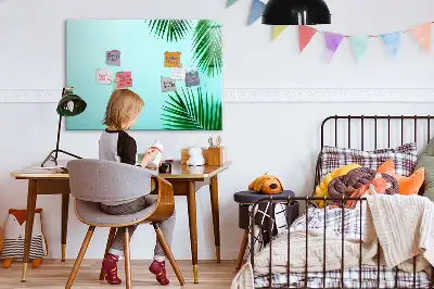 Beschrijfbaar glazen magneetbord met design met exotische bladeren