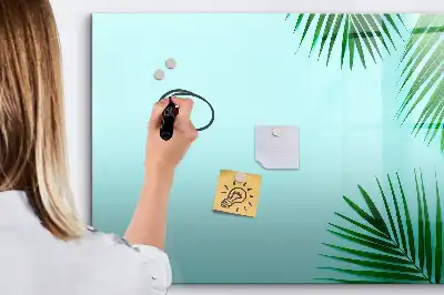 Beschrijfbaar glazen magneetbord met design met exotische bladeren