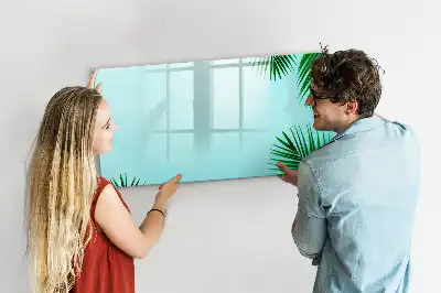 Beschrijfbaar glazen magneetbord met design met exotische bladeren