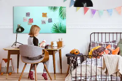 Beschrijfbaar glazen magneetbord met design met exotische bladeren