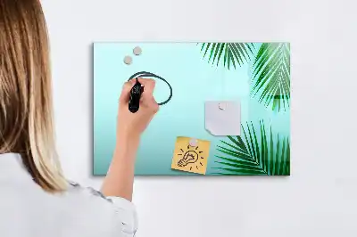Beschrijfbaar glazen magneetbord met design met exotische bladeren