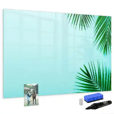 Beschrijfbaar glazen magneetbord met design met exotische bladeren