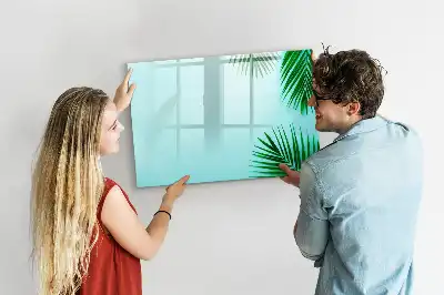 Beschrijfbaar glazen magneetbord met design met exotische bladeren